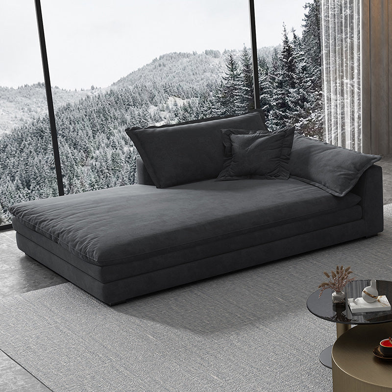 Glam Cushioned Chaise Lounge Recessed Arms Chaise with Three Pillows for Bedroom Black-Gray Right-Arm Chaise Clearhalo 'Chairs & Seating' 'Chaise Lounge' 'chaise_lounge' 'furn' 'furn_chaise_lounge' 'Furniture' 'Living Room Furniture' 6968775