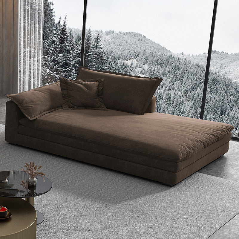 Glam Cushioned Chaise Lounge Recessed Arms Chaise with Three Pillows for Bedroom Dark Coffee Left-Arm Chaise Clearhalo 'Chairs & Seating' 'Chaise Lounge' 'chaise_lounge' 'furn' 'furn_chaise_lounge' 'Furniture' 'Living Room Furniture' 6968782