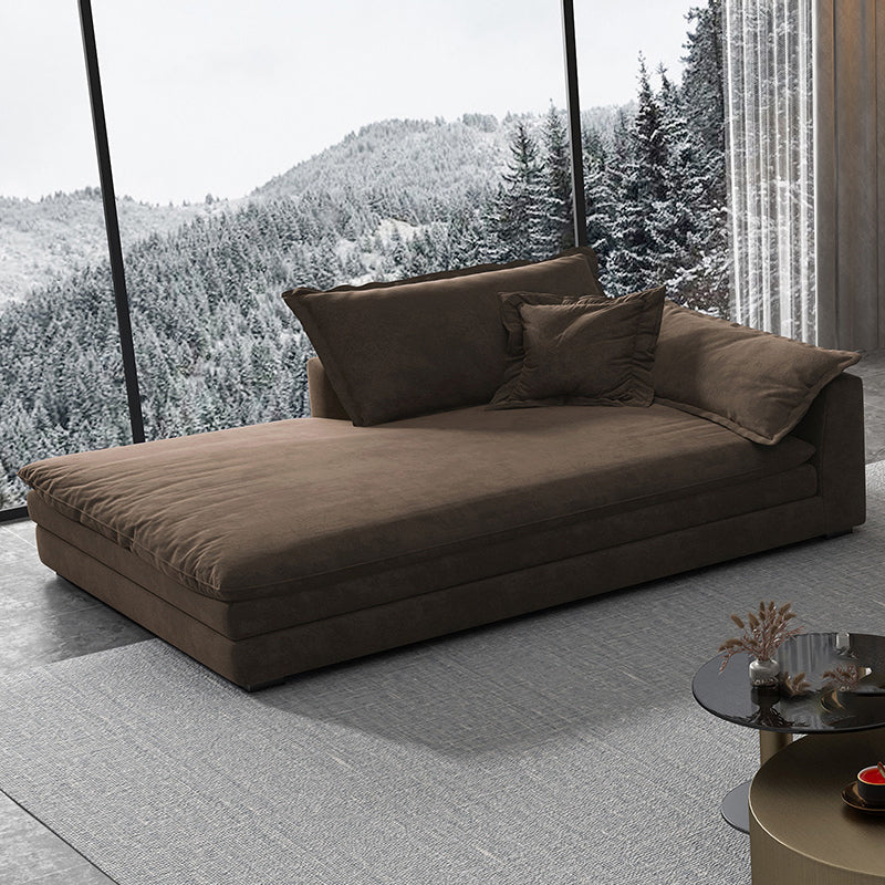 Glam Cushioned Chaise Lounge Recessed Arms Chaise with Three Pillows for Bedroom Dark Coffee Right-Arm Chaise Clearhalo 'Chairs & Seating' 'Chaise Lounge' 'chaise_lounge' 'furn' 'furn_chaise_lounge' 'Furniture' 'Living Room Furniture' 6968783
