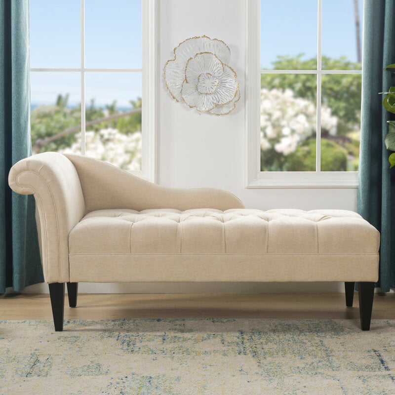 Modern Style Chaise Polyester Blend Chaise Lounge with Rolled Arms Beige Left-Arm Chaise Clearhalo 'Chairs & Seating' 'Chaise Lounge' 'chaise_lounge' 'furn' 'furn_chaise_lounge' 'Furniture' 'Living Room Furniture' 6968795