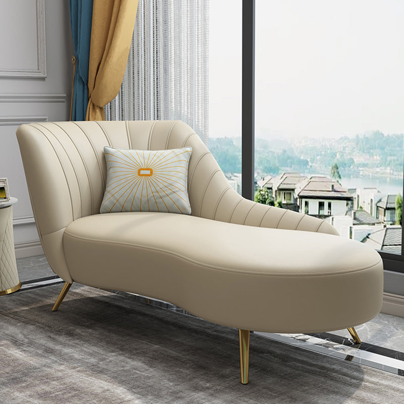 Modern Leather Chaise Lounge Upholstered Lounge with Flared Arms for Bedroom Off-White Left-Arm Chaise Clearhalo 'Chairs & Seating' 'Chaise Lounge' 'chaise_lounge' 'furn' 'furn_chaise_lounge' 'Furniture' 'Living Room Furniture' 6968812