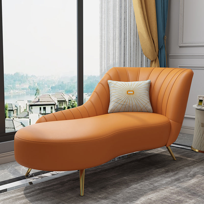 Modern Leather Chaise Lounge Upholstered Lounge with Flared Arms for Bedroom Orange Right-Arm Chaise Clearhalo 'Chairs & Seating' 'Chaise Lounge' 'chaise_lounge' 'furn' 'furn_chaise_lounge' 'Furniture' 'Living Room Furniture' 6968814
