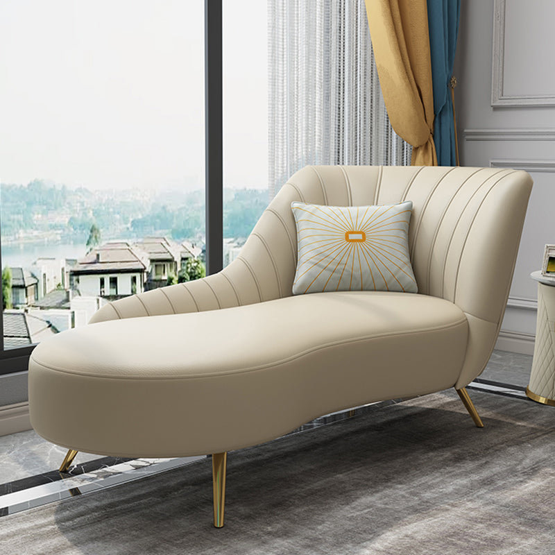 Modern Leather Chaise Lounge Upholstered Lounge with Flared Arms for Bedroom Off-White Right-Arm Chaise Clearhalo 'Chairs & Seating' 'Chaise Lounge' 'chaise_lounge' 'furn' 'furn_chaise_lounge' 'Furniture' 'Living Room Furniture' 6968815