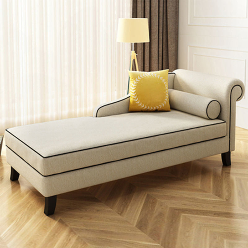 Traditional Linen Accent Chair One Armed Chaise Lounge Couch Beige Right-Arm Chaise Clearhalo 'Chairs & Seating' 'Chaise Lounge' 'chaise_lounge' 'furn' 'furn_chaise_lounge' 'Furniture' 'Living Room Furniture' 6968996