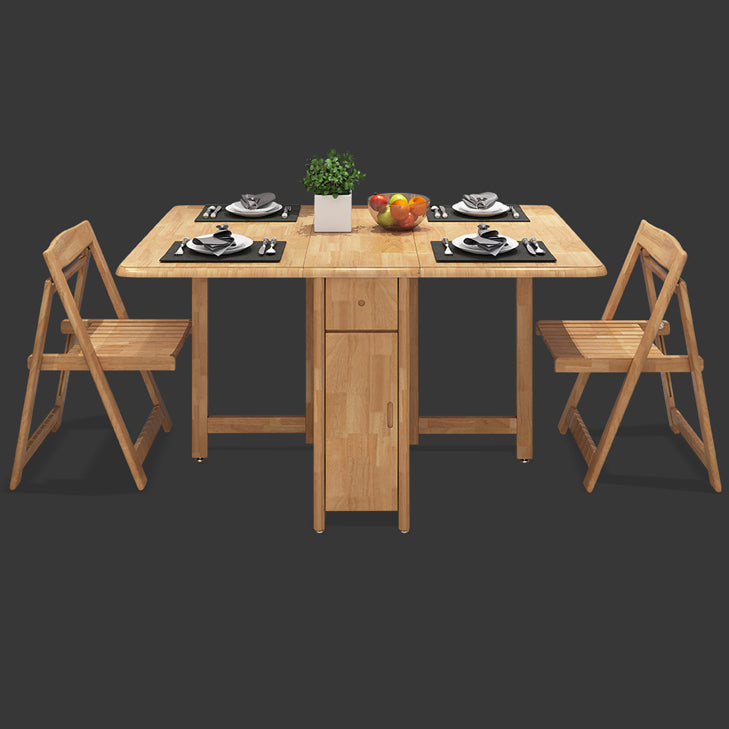51'' Foldable Rubber Wood Table Medieval Modern Rectangle Table with Storage (only table) Clearhalo ' dining_table' 'Dining Tables & Seating' 'Dining Tables' 'furn' 'furn_dining_table' 'Furniture' 'furniture_dining_table' 'Kitchen & Dining Furniture' 'kitchen&dining_furn' 'kitchen' 'kitchen_dining_table' 6969608