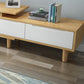 Console multimediale moderna Console TV in legno di gomma con 2 cassetti e ante