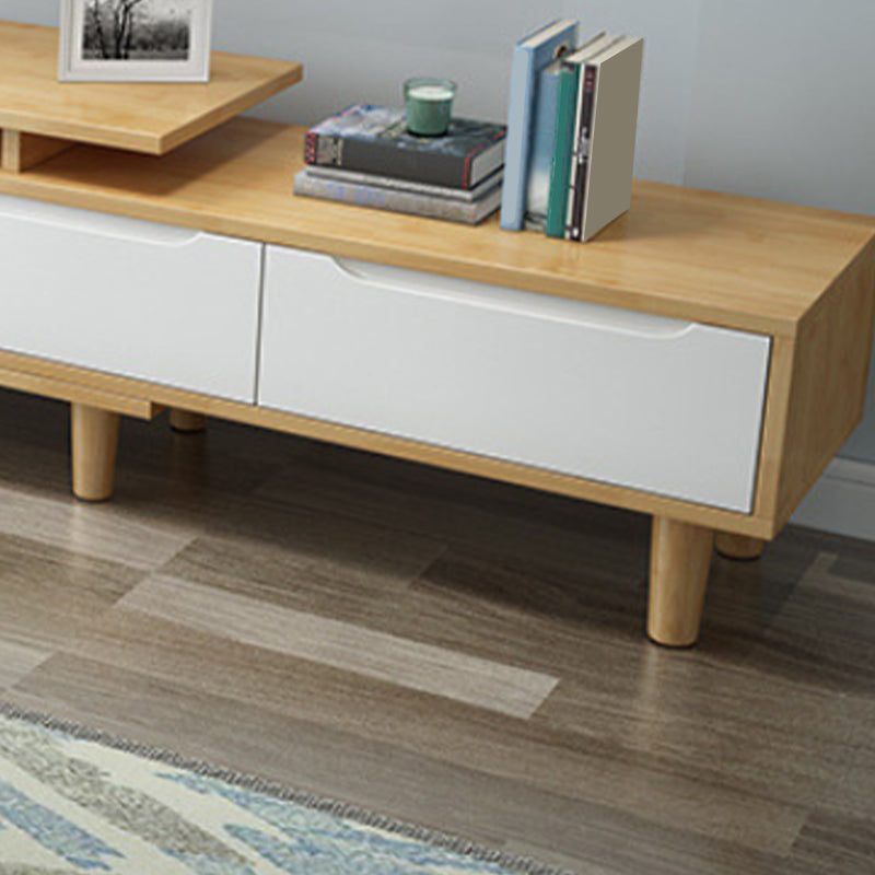 Console multimediale moderna Console TV in legno di gomma con 2 cassetti e ante
