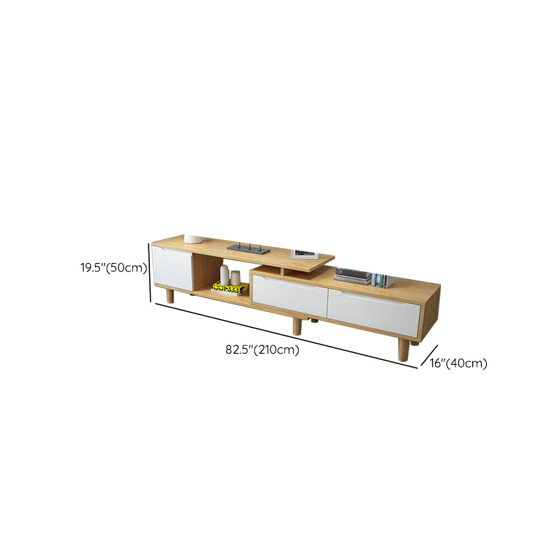 Console multimediale moderna Console TV in legno di gomma con 2 cassetti e ante