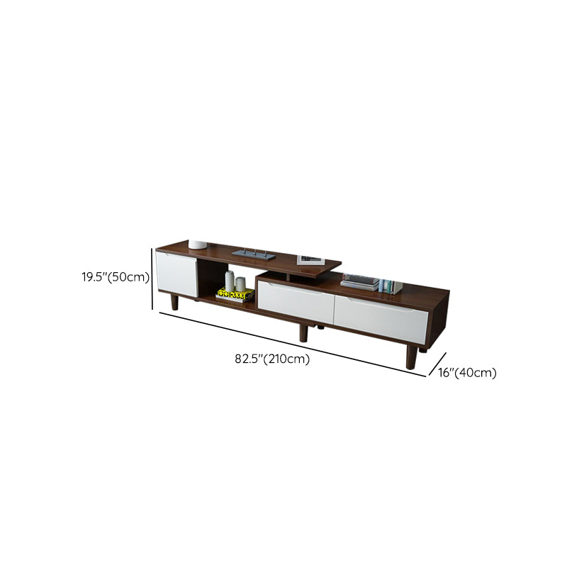 Console multimediale moderna Console TV in legno di gomma con 2 cassetti e ante