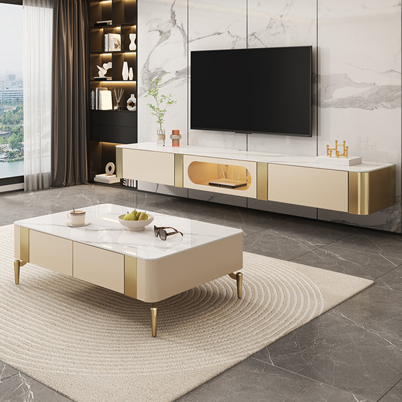 Stone TV Media Console Contemporary TV Console with 4 Drawers Clearhalo 'furn' 'furn_tv_stands_entertainment_centers' 'Furniture' 'Living Room Furniture' 'TV Stands & Entertainment Centers' 'TV Stands & Media Storage Furniture' 'tv_stands_entertainment_centers' 6969643