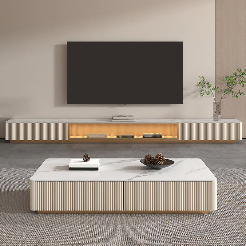 Stone TV Media Console Contemporary TV Console with 2 Drawers Clearhalo 'furn' 'furn_tv_stands_entertainment_centers' 'Furniture' 'Living Room Furniture' 'TV Stands & Entertainment Centers' 'TV Stands & Media Storage Furniture' 'tv_stands_entertainment_centers' 6969658