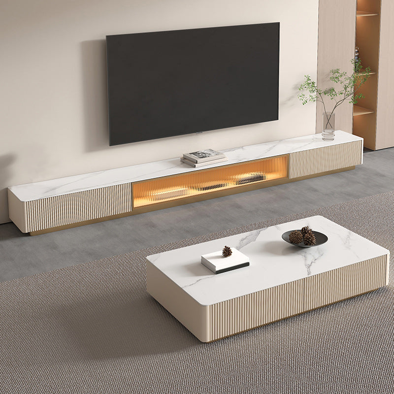 Stone TV Media Console Contemporary TV Console with 2 Drawers Clearhalo 'furn' 'furn_tv_stands_entertainment_centers' 'Furniture' 'Living Room Furniture' 'TV Stands & Entertainment Centers' 'TV Stands & Media Storage Furniture' 'tv_stands_entertainment_centers' 6969660