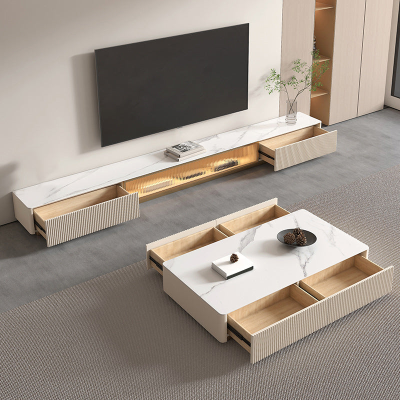 Stone TV Media Console Contemporary TV Console with 2 Drawers Clearhalo 'furn' 'furn_tv_stands_entertainment_centers' 'Furniture' 'Living Room Furniture' 'TV Stands & Entertainment Centers' 'TV Stands & Media Storage Furniture' 'tv_stands_entertainment_centers' 6969661