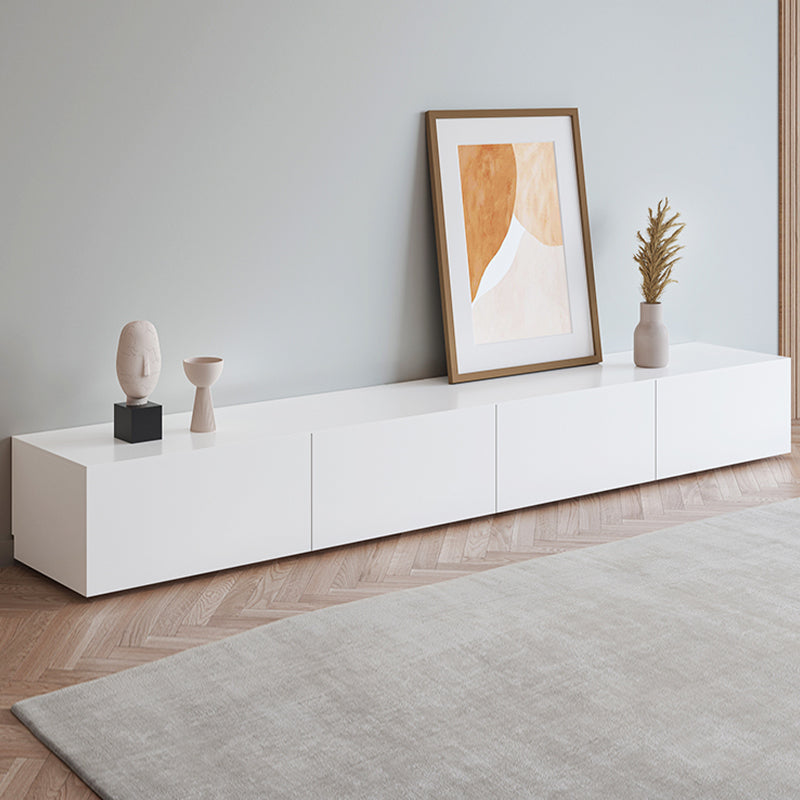 Faux Wood TV Console Contemporary White 2 / 4 Drawers Media Console 94.5"L x 16"W x 16"H Cabinet Not Included Clearhalo 'furn' 'furn_tv_stands_entertainment_centers' 'Furniture' 'Living Room Furniture' 'TV Stands & Entertainment Centers' 'TV Stands & Media Storage Furniture' 'tv_stands_entertainment_centers' 6969696