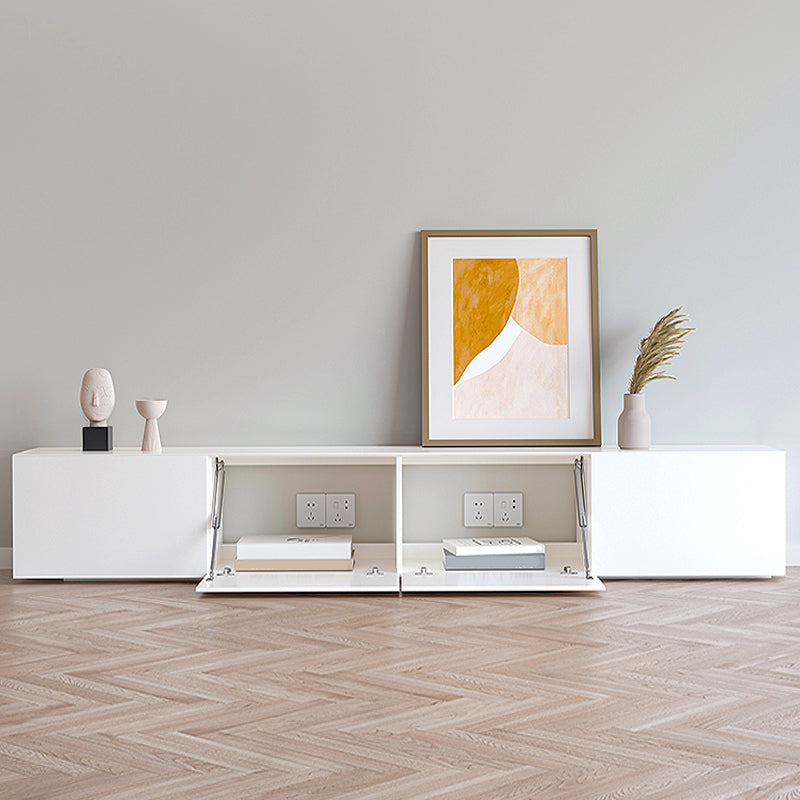 Faux Wood TV Console Contemporary White 2 / 4 Drawers Media Console 94.5"L x 16"W x 16"H 2 Clearhalo 'furn' 'furn_tv_stands_entertainment_centers' 'Furniture' 'Living Room Furniture' 'TV Stands & Entertainment Centers' 'TV Stands & Media Storage Furniture' 'tv_stands_entertainment_centers' 6969699