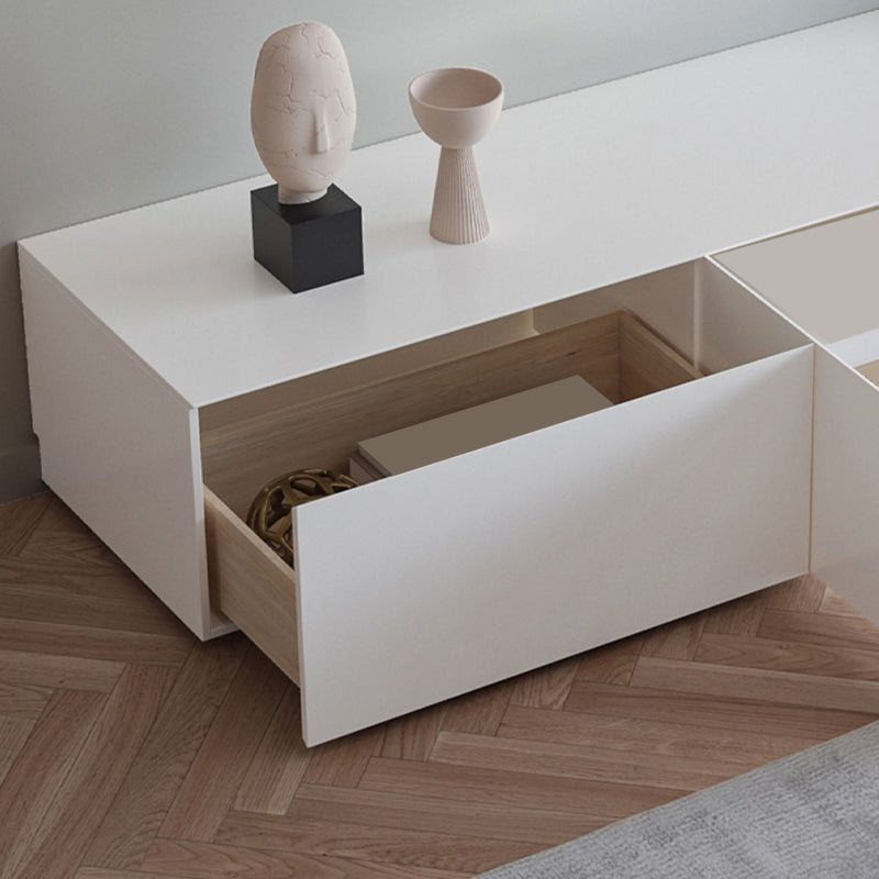 Faux Wood TV Console Contemporary White 2 / 4 Drawers Media Console Clearhalo 'furn' 'furn_tv_stands_entertainment_centers' 'Furniture' 'Living Room Furniture' 'TV Stands & Entertainment Centers' 'TV Stands & Media Storage Furniture' 'tv_stands_entertainment_centers' 6969706