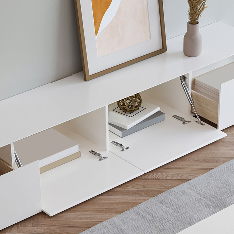 Faux Wood TV Console Contemporary White 2 / 4 Drawers Media Console Clearhalo 'furn' 'furn_tv_stands_entertainment_centers' 'Furniture' 'Living Room Furniture' 'TV Stands & Entertainment Centers' 'TV Stands & Media Storage Furniture' 'tv_stands_entertainment_centers' 6969707