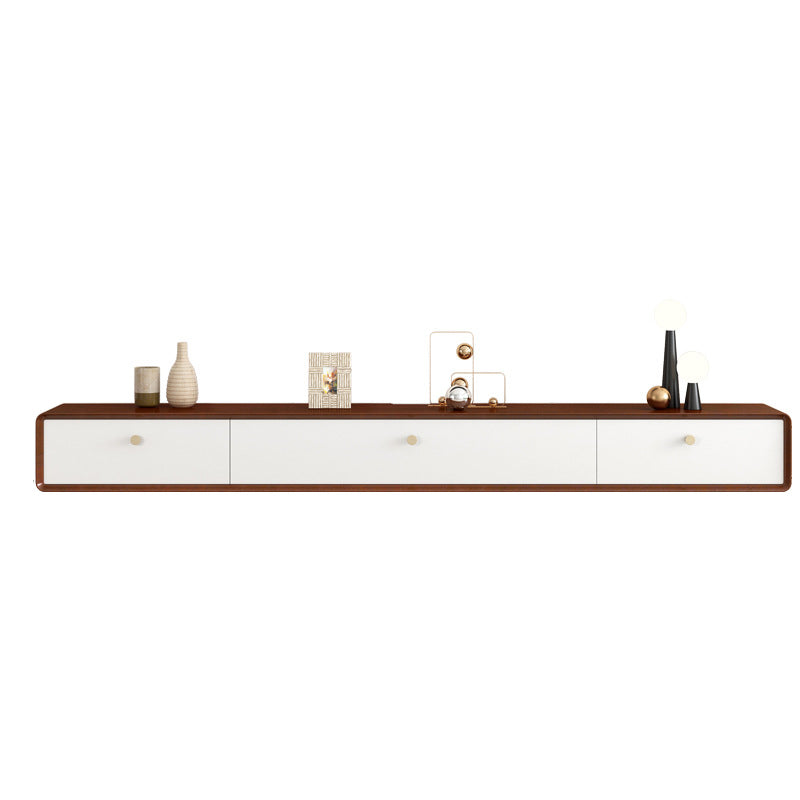 Modern TV Stand Console Floating Media Console TV Stand with Drawers Walnut White Clearhalo 'furn' 'furn_tv_stands_entertainment_centers' 'Furniture' 'Living Room Furniture' 'TV Stands & Entertainment Centers' 'TV Stands & Media Storage Furniture' 'tv_stands_entertainment_centers' 6969741