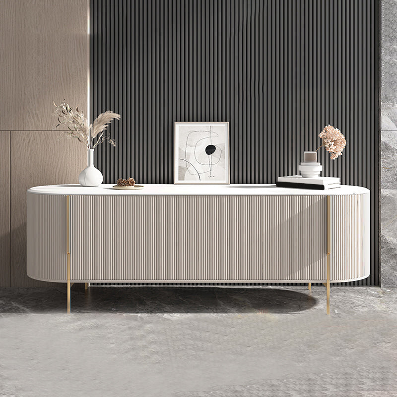 Stone Media Console Contemporary TV Media Stand for Living Room 71"L x 16"W x 24"H White Clearhalo 'furn' 'furn_tv_stands_entertainment_centers' 'Furniture' 'Living Room Furniture' 'TV Stands & Entertainment Centers' 'TV Stands & Media Storage Furniture' 'tv_stands_entertainment_centers' 6969754