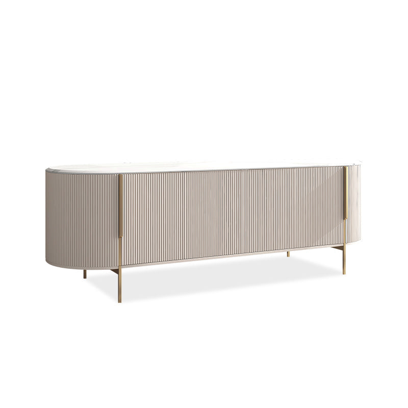 Stone Media Console Contemporary TV Media Stand for Living Room 94"L x 16"W x 24"H White Clearhalo 'furn' 'furn_tv_stands_entertainment_centers' 'Furniture' 'Living Room Furniture' 'TV Stands & Entertainment Centers' 'TV Stands & Media Storage Furniture' 'tv_stands_entertainment_centers' 6969755
