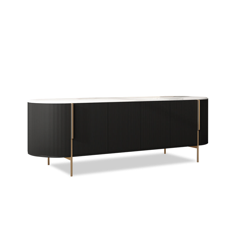 Stone Media Console Contemporary TV Media Stand for Living Room Black Clearhalo 'furn' 'furn_tv_stands_entertainment_centers' 'Furniture' 'Living Room Furniture' 'TV Stands & Entertainment Centers' 'TV Stands & Media Storage Furniture' 'tv_stands_entertainment_centers' 6969757
