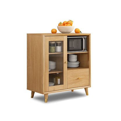 Legno massiccio moderno da pranzo porte di vetro in vetro con cassetti con cassetti