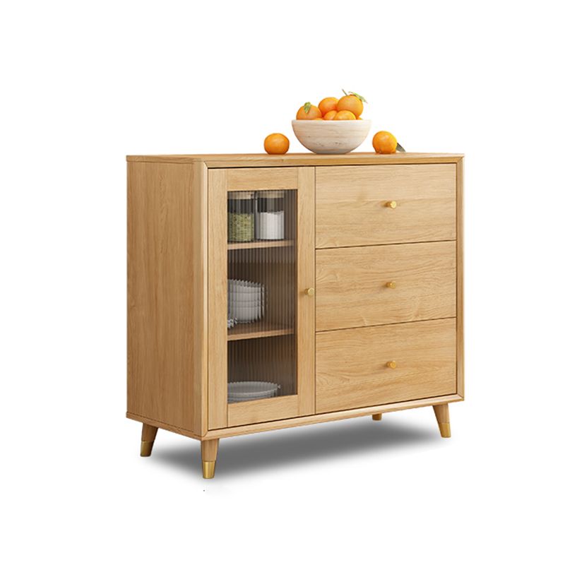 Legno massiccio moderno da pranzo porte di vetro in vetro con cassetti con cassetti