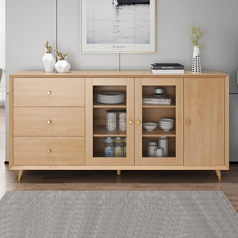 Legno massiccio moderno da pranzo porte di vetro in vetro con cassetti con cassetti