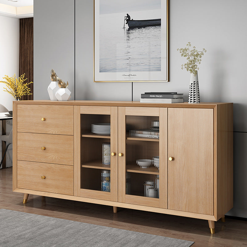 Legno massiccio moderno da pranzo porte di vetro in vetro con cassetti con cassetti