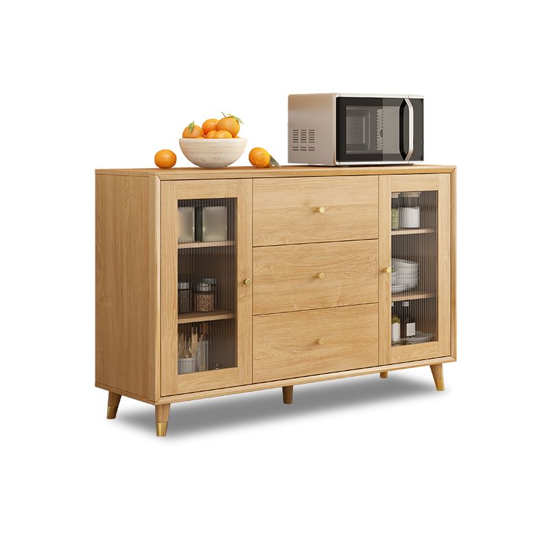 Legno massiccio moderno da pranzo porte di vetro in vetro con cassetti con cassetti