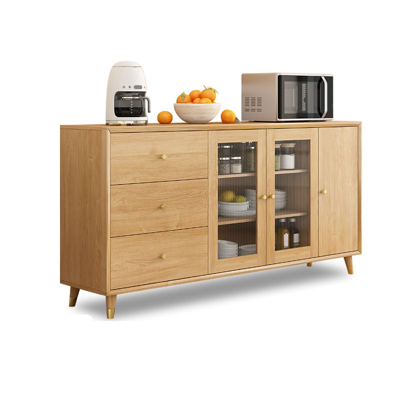 Legno massiccio moderno da pranzo porte di vetro in vetro con cassetti con cassetti