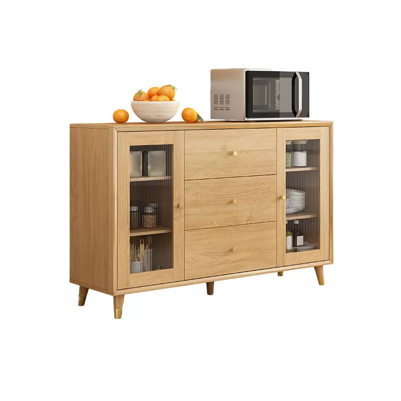 Legno massiccio moderno da pranzo porte di vetro in vetro con cassetti con cassetti