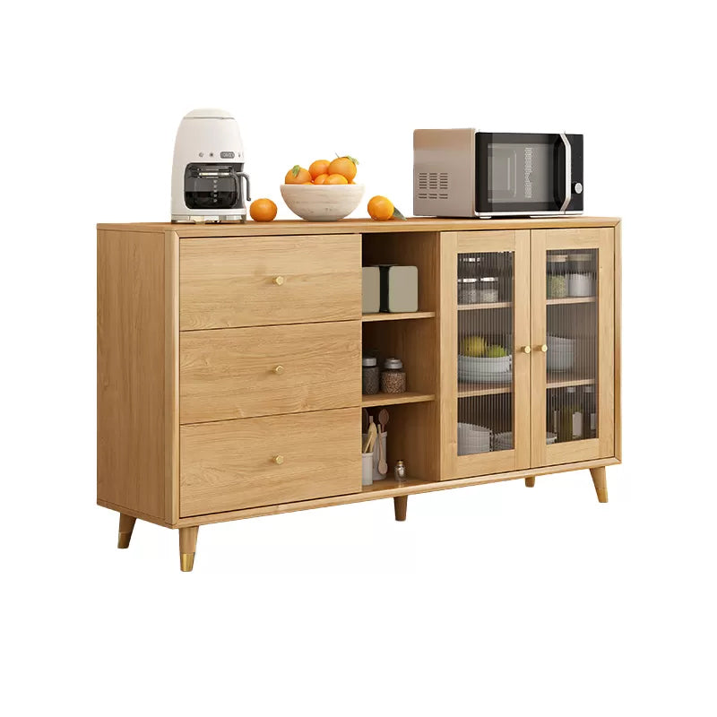 Legno massiccio moderno da pranzo porte di vetro in vetro con cassetti con cassetti