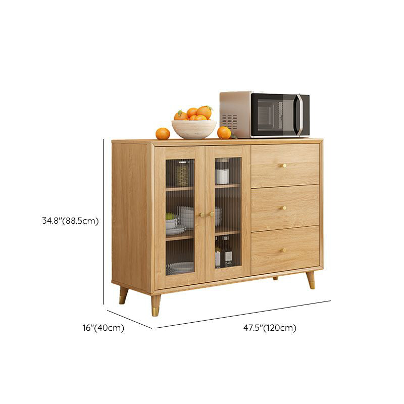 Legno massiccio moderno da pranzo porte di vetro in vetro con cassetti con cassetti