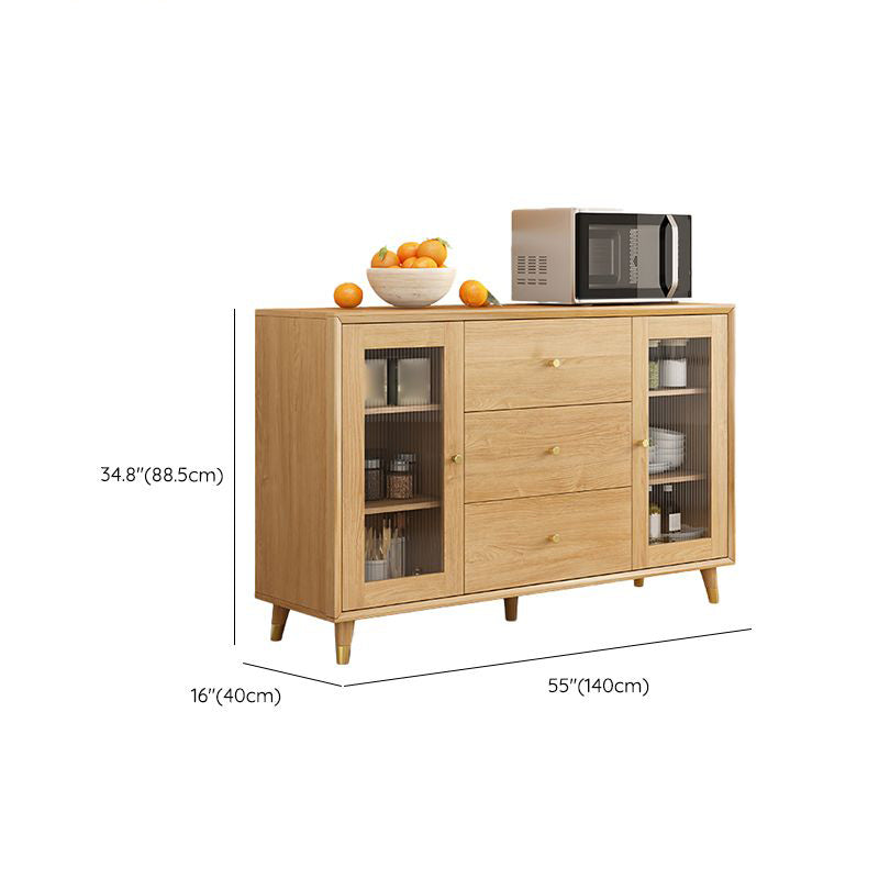 Legno massiccio moderno da pranzo porte di vetro in vetro con cassetti con cassetti