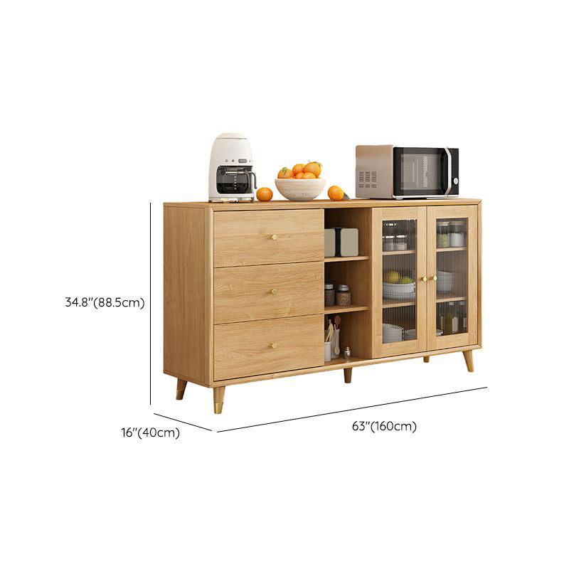 Legno massiccio moderno da pranzo porte di vetro in vetro con cassetti con cassetti