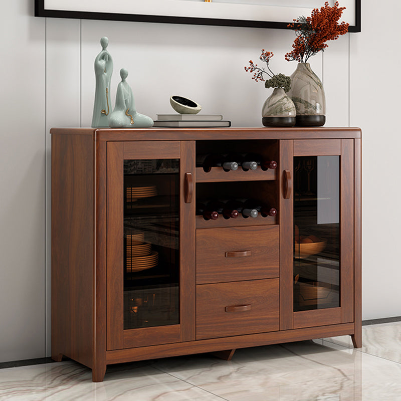 Porte in vetro da pranzo in legno moderno moderno in porcellana con cassetti