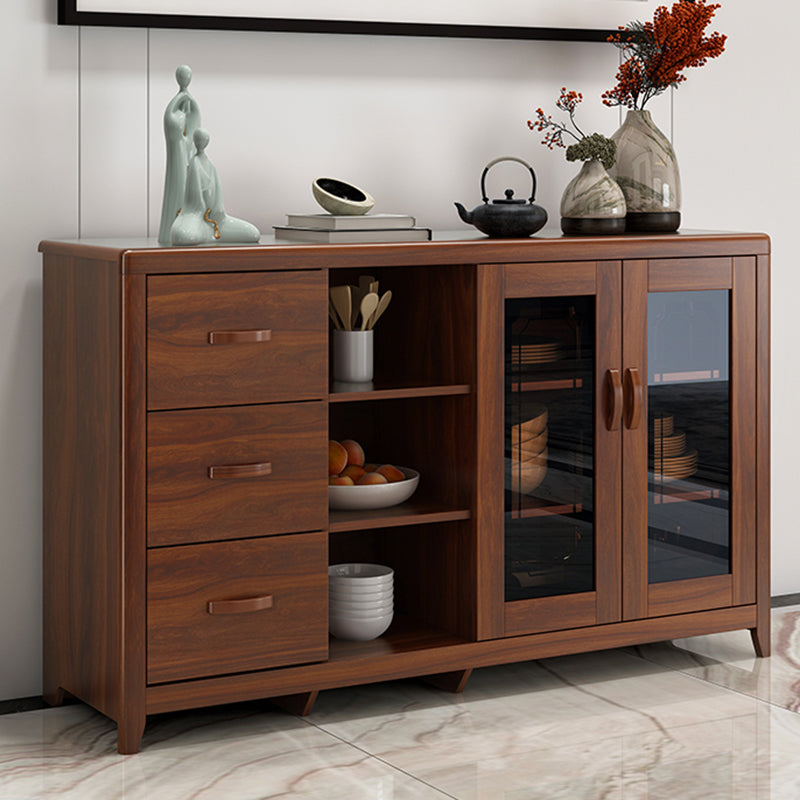 Porte in vetro da pranzo in legno moderno moderno in porcellana con cassetti