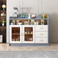 Contemporary Rubber Wood Dining Hutch Glass Doors China Cabinet