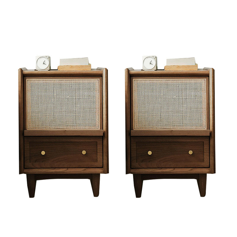 Contemporary Wood Night Table Storage Accent Table Nightstand for Home Walnut 2 Piece Set Clearhalo 'Bedroom Furniture' 'furn' 'furn_night_stand' 'Furniture' 'night_stand' 'Nightstands' 6969886