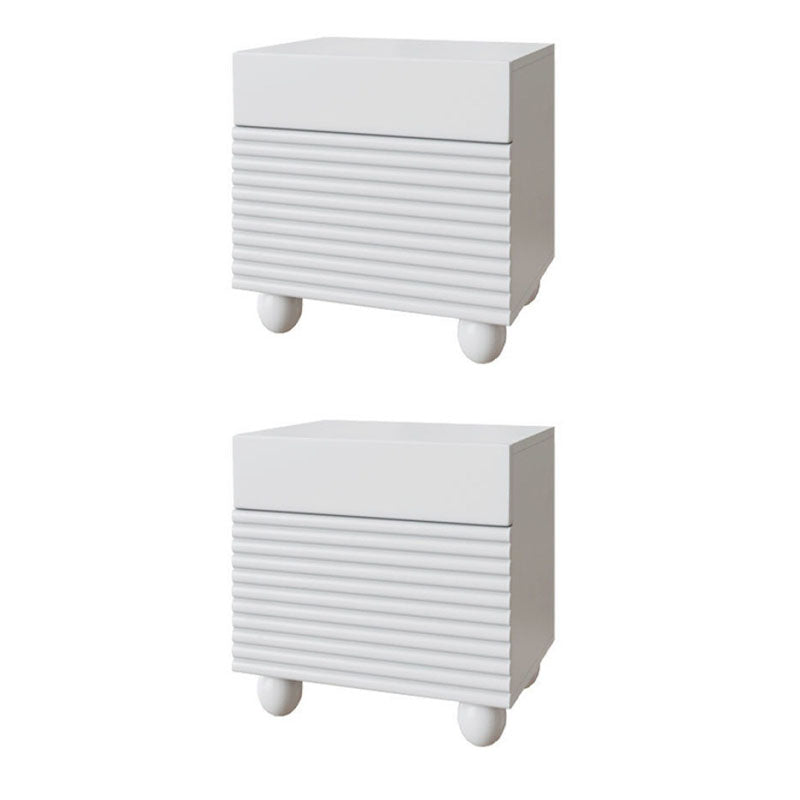 Modernism Storage Night Table 2 Drawers Bed Nightstand for Home White 2 Piece Set Clearhalo 'Bedroom Furniture' 'furn' 'furn_night_stand' 'Furniture' 'night_stand' 'Nightstands' 6969930