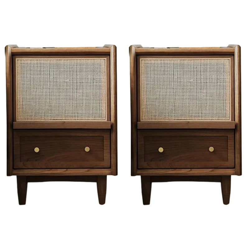Modern Accent Table Nightstand Wood Night Table for Bedroom Home Walnut 2 Piece Set Clearhalo 'Bedroom Furniture' 'furn' 'furn_night_stand' 'Furniture' 'night_stand' 'Nightstands' 6969952