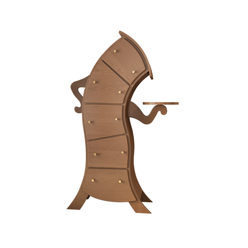 Modern Vertical Lingerie Chest Wood Dresser with 5 Drawers for Bedroom Walnut Clearhalo 'Bedroom Furniture' 'Dressers & Chests' 'dressers_chests' 'furn' 'furn_dressers_chests' 'Furniture' 6969989