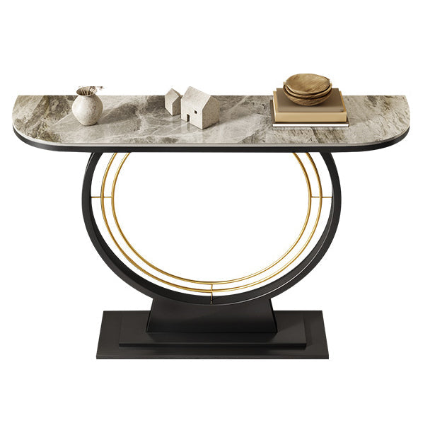 Mesa de acento de la consola de media luna Tabla de acabado antiguo Mesa de sofá en piedra