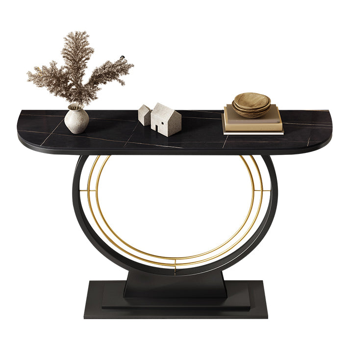 Mesa de acento de la consola de media luna Tabla de acabado antiguo Mesa de sofá en piedra