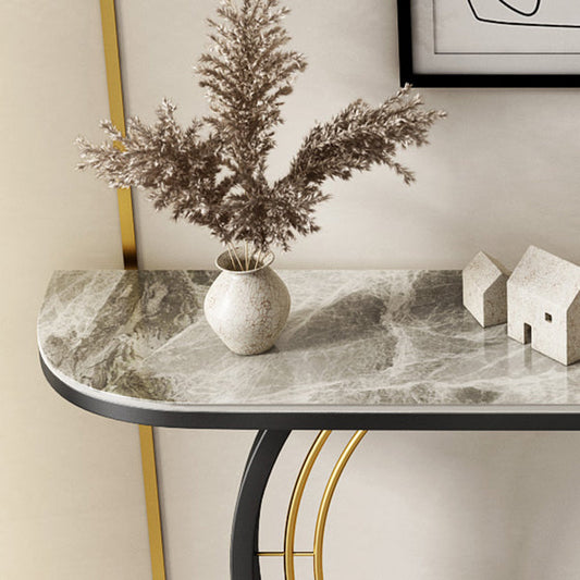 Mesa de acento de la consola de media luna Tabla de acabado antiguo Mesa de sofá en piedra