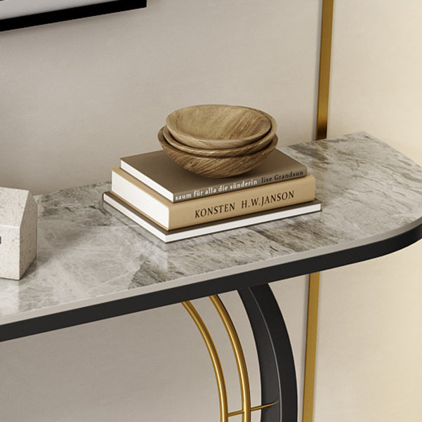 Mesa de acento de la consola de media luna Tabla de acabado antiguo Mesa de sofá en piedra