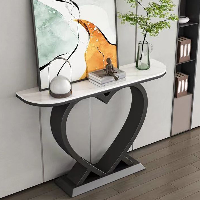 Tavolo di accento console mezzaluna moderna tavola console di finitura antica in pietra