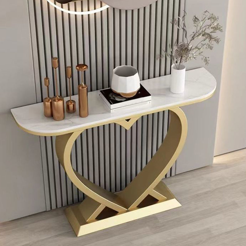Tavolo di accento console mezzaluna moderna tavola console di finitura antica in pietra