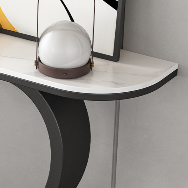 Tavolo di accento console mezzaluna moderna tavola console di finitura antica in pietra